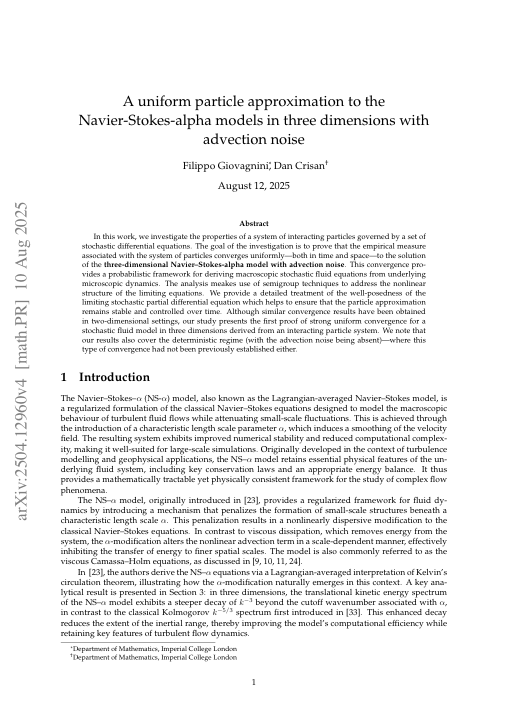 First page of the three-dimensional particle approximation preprint